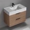 Floating Bathroom Vanity, Modern, Walnut, 32
